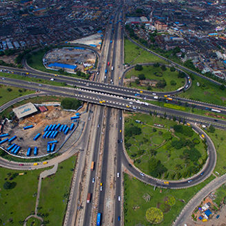 Aerial view of Ojota Victoria Island exchange