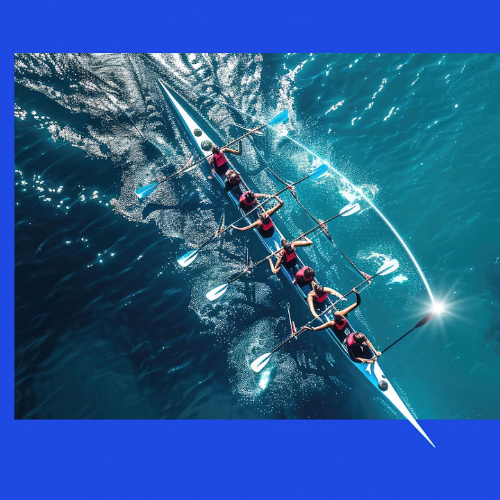 Rowing team in a boat