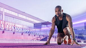 Athlet im Startblock