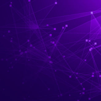 Abstract purple violet polygon tech network with connect technology background. Abstract dots and lines texture background. 3d rendering.