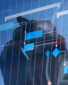 Stift vor Datencharts