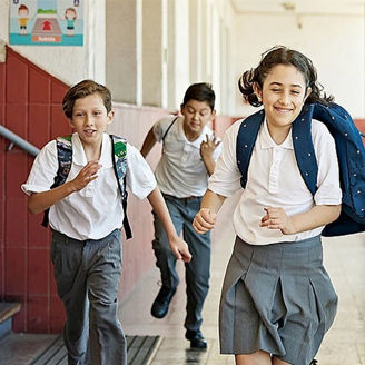 Schoolchildren are running