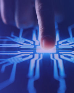 Finger on smartphone