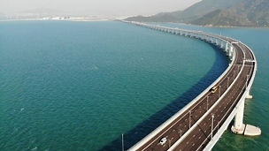 Shot of bridge on large water body