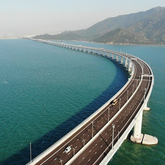 Shot of bridge on large water body