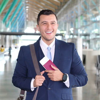 Foreign businessman happy with his legal work permit