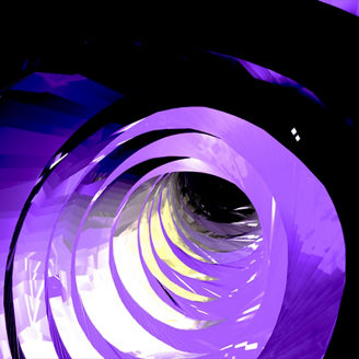 Glowing tunnel from twisted spheres. Abstract violet geometric background motion. illustration beautiful.