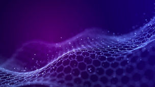 Big data visualization. The musical stream of sounds. Abstract background with interweaving of dots . 3D rendering.