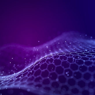 Big data visualization. The musical stream of sounds. Abstract background with interweaving of dots . 3D rendering.