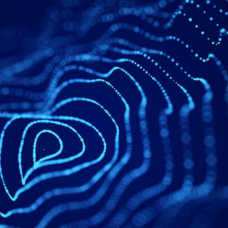 Abstract digital wave. Blue circular shape on the background. Futuristic point wave. Big data. 3D rendering.