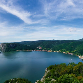 Ciucarul mic, cazanele dunarii mountain peak aerial panorama