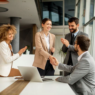 Group of multiethnic young business people working together in the office