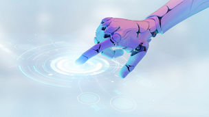 3D humanoid AI robot, future futuristic AI artificial intelligence industry automated digital world metaverse augmented reality technology concept NFT cyber space online VPN