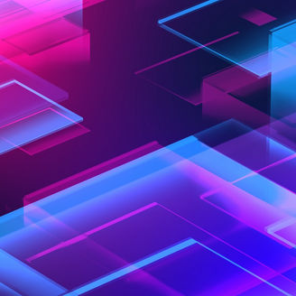 Abstract 3d blue purple color glitch blockchain isometric and digital cloud network technology texture pattern background. 3d rendering crypto system concept.