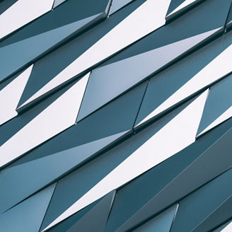 A vertical shot of a modern architecture on a sunny day