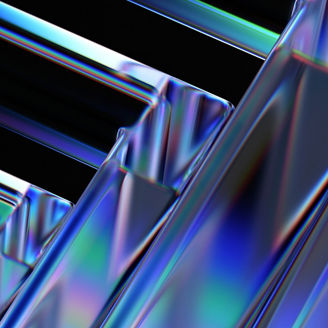 Abstract wavy shapes in shades of purple and blue.