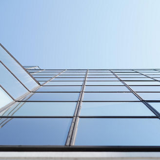 glazing of an office building's facade
