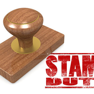 Stamp duty wooded seal stamp image with hi-res rendered artwork that could be used for any graphic design.