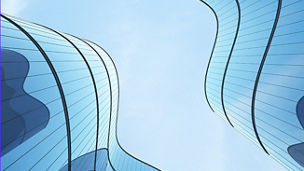 Sky curved glass buildings