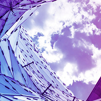 View of sky through a glass structure