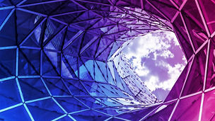 View of sky through a glass structure