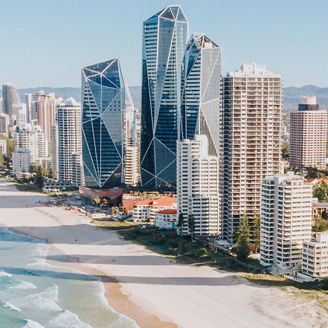 Skyline of the Gold Coast in Queensland Australia