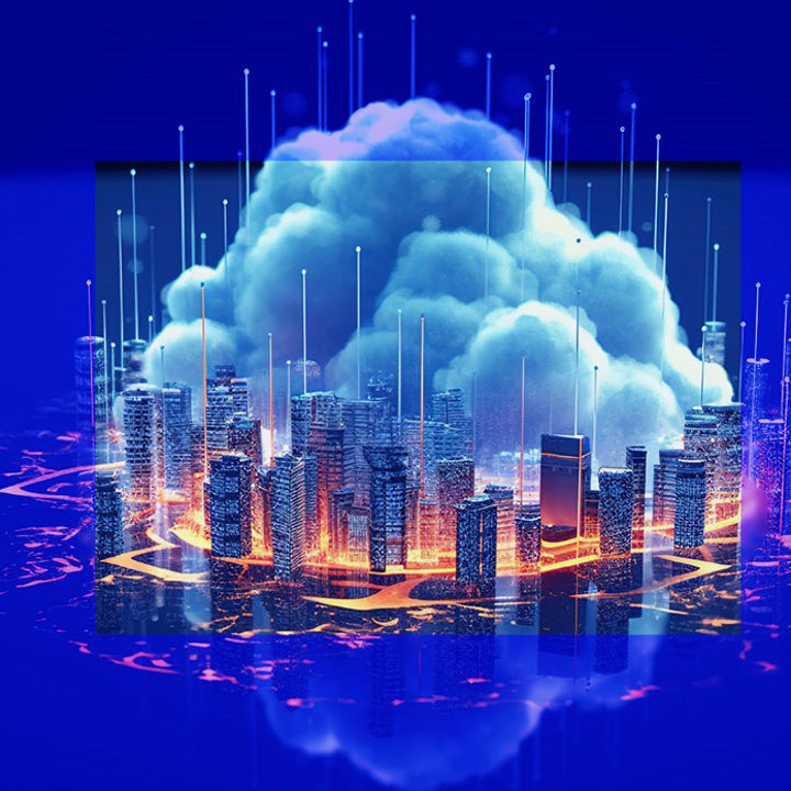 Skyscrapers under ominous cloud banner