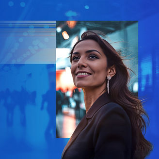 smiling professional woman at terminal