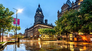A walkway and buildings in West Yorkshire