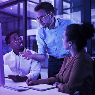 Colleagues with laptop