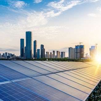 Solar Panels Over Building