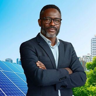 solar-panels with a man