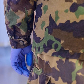Soldier wearing a glove