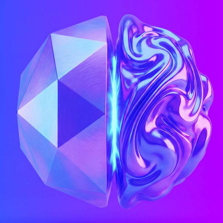 Solid geometry merging with fluid brain