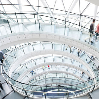 Girl smiling in a group meeting