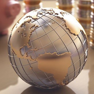 Globus in gold und silber