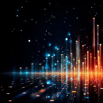 Vertikale Strahlen blau orange