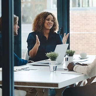 Planning, teamwork and meeting with business people in boardroom for strategy, brainstorming and solution. Corporate, collaboration and conference with employees in office for negotiation development