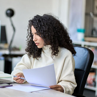 Woman working on her laptop