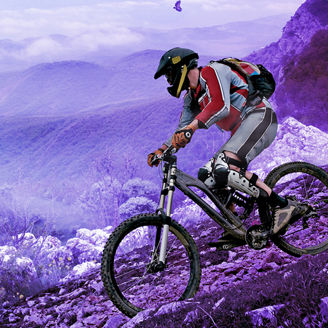 person with a mountain bike