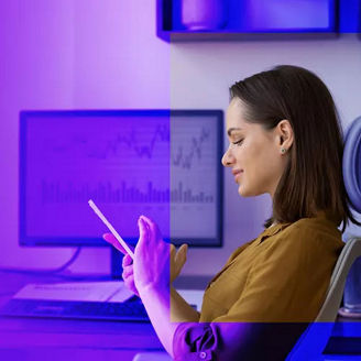 Woman at computer desk