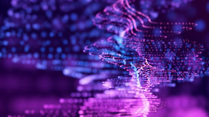 Abstract glowing dots in blue and purple tones