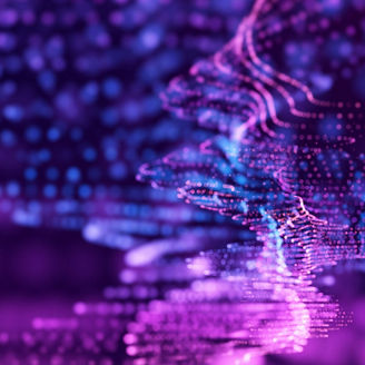 Abstract glowing dots in blue and purple tones