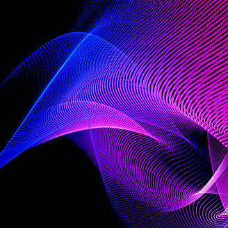 Abstract glowing line waves in blue and purple tones