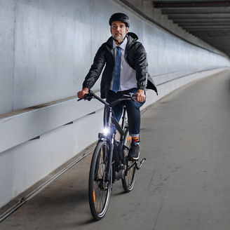 man on bicyle to work