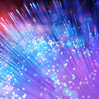 optical fibres dinamic flying from deep on technology background