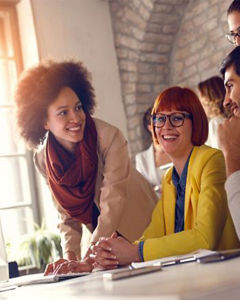 Team working together at a desk