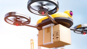 drone carrying a package