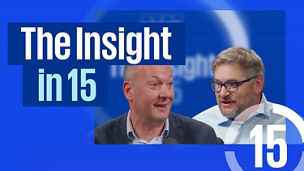 Two speakers in conversation, positioned side by side against a blue background with the text ‘The Insight in 15’