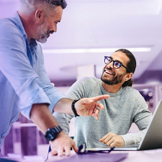two men talking to each other